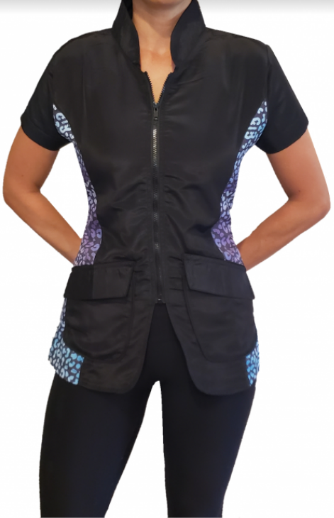 Groomtech Santhia Grooming Jacket - Blue Animal Print - The Groomers Shop
