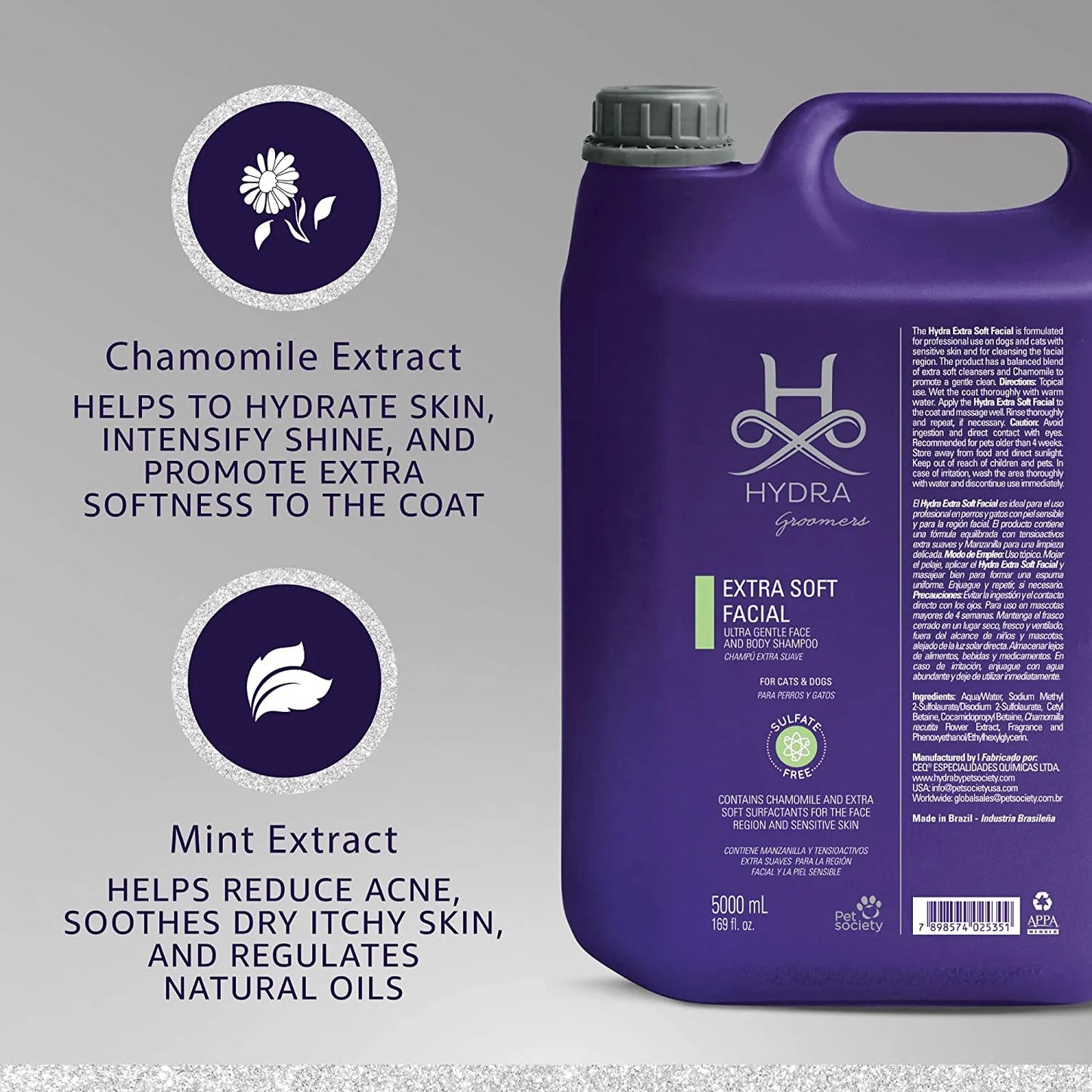 Hydra Professional Extra Soft Facial Ultra Gentle Shampoo - 5L