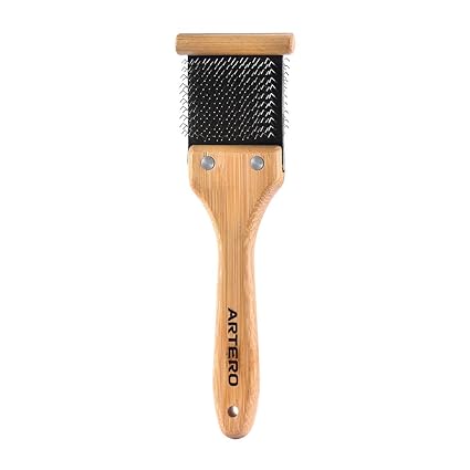 Double slicker brush with ergonomic handle