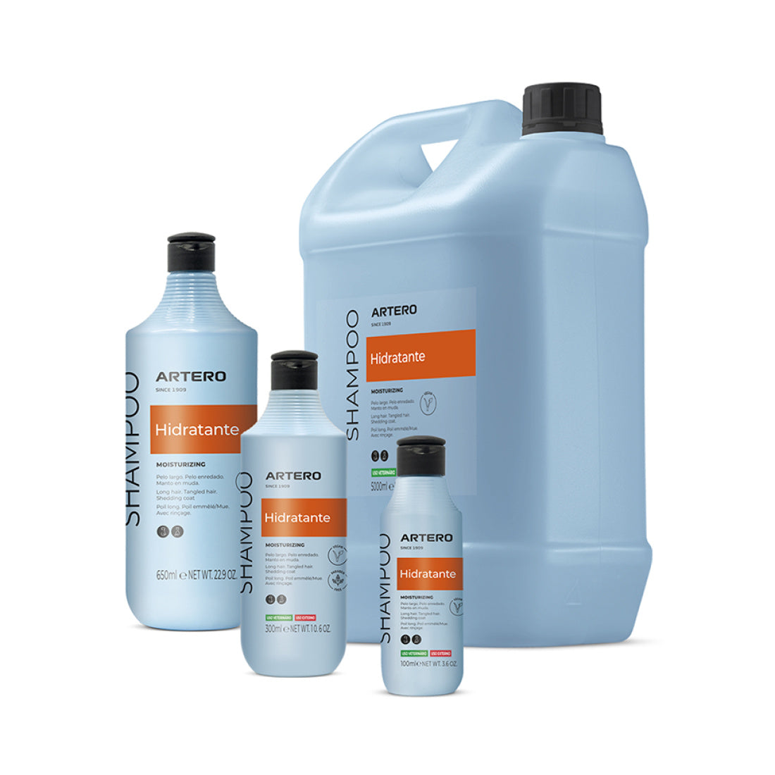 Artero Hydratante Shampoo range including 650ml