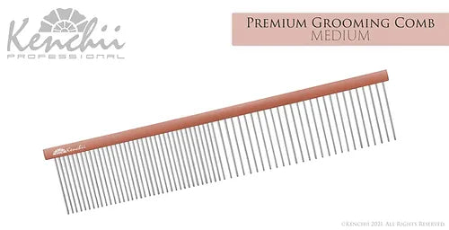 Kenchii™ Premium Satin Rose Gold Grooming Comb - Medium - 7.5" - The Groomers Shop