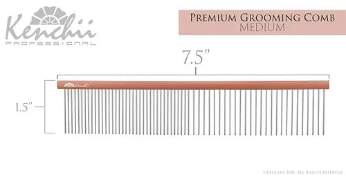 Kenchii™ Premium Satin Rose Gold Grooming Comb - Medium - 7.5" - The Groomers Shop