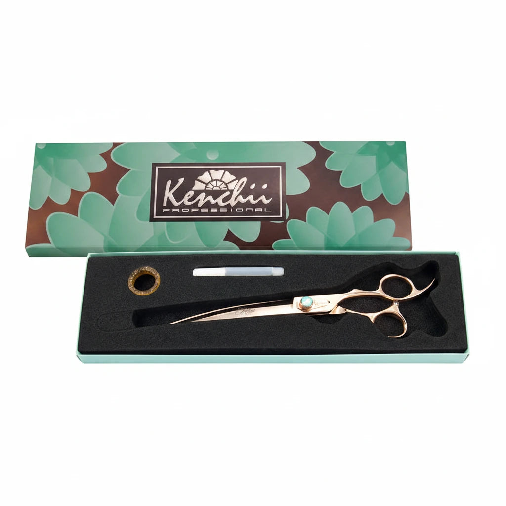 Kenchii Rosé™ | 9.0" Curved Shears - The Groomers Shop