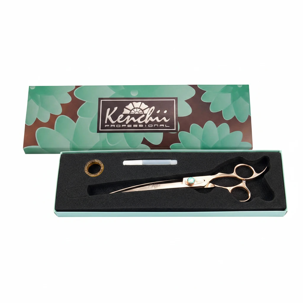 Kenchii Rosé™ | 9.0" Curved Shears | Lefty - The Groomers Shop