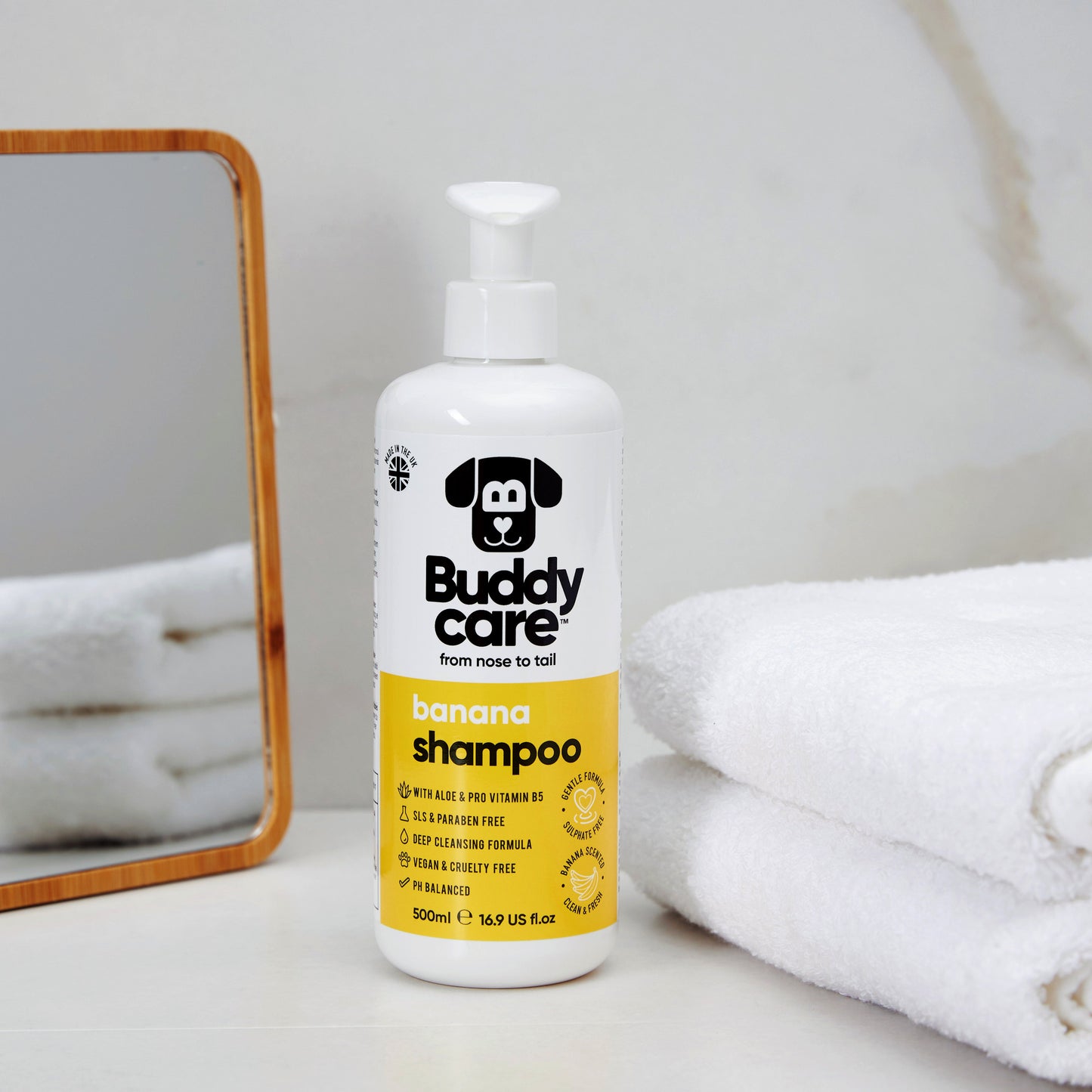 Banana Dog Shampoo 500ml bottle by Buddycare