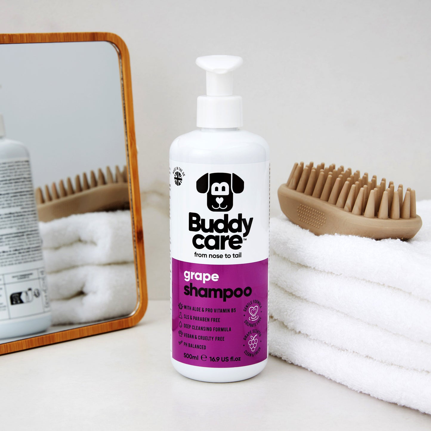 Grape Dog Shampoo 500ml bottle by Buddycare
