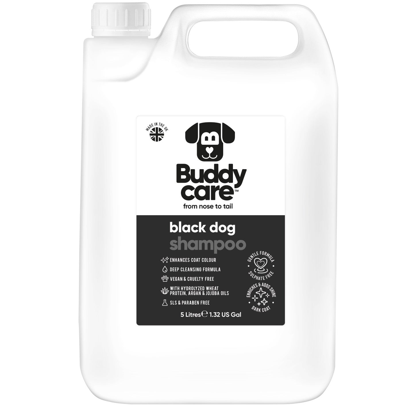 Black Dog Shampoo 5L professional dog grooming size