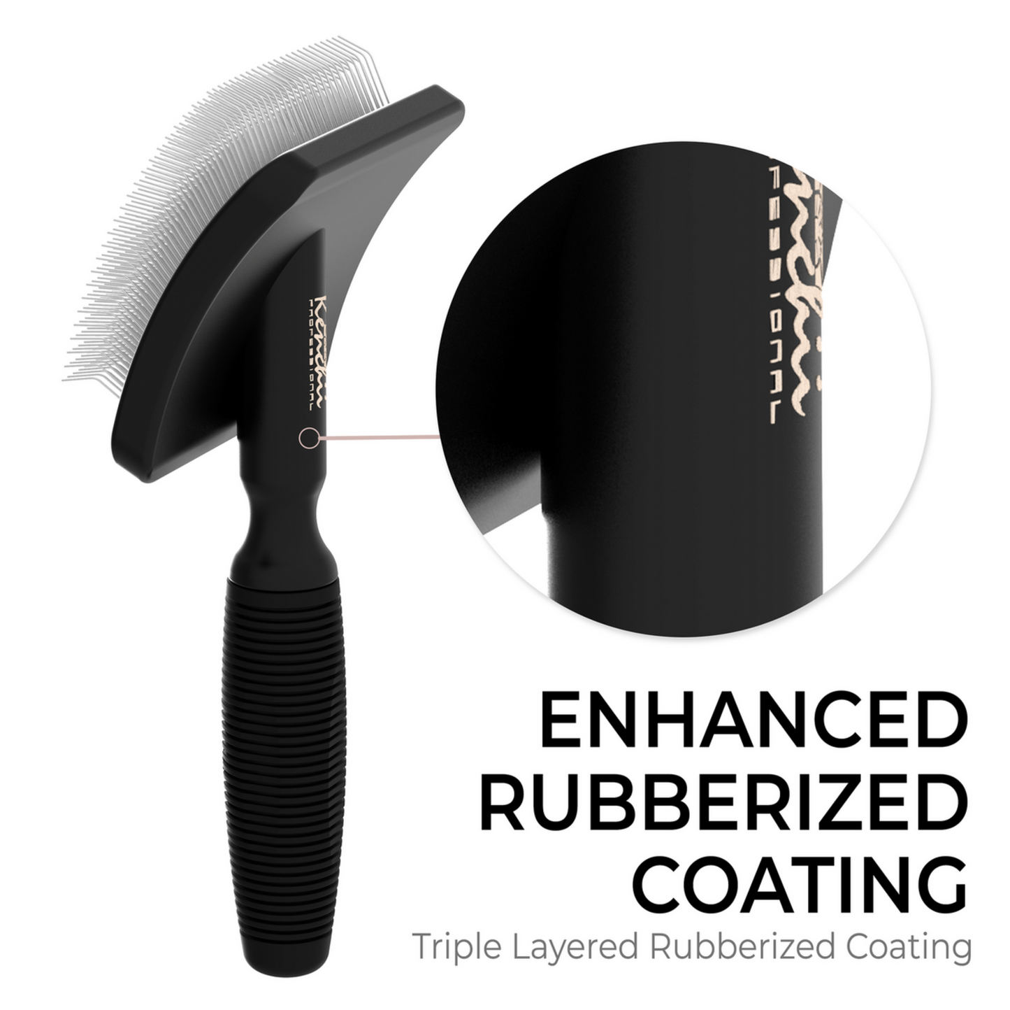 Kenchii Long Pin Slicker Brush - Black