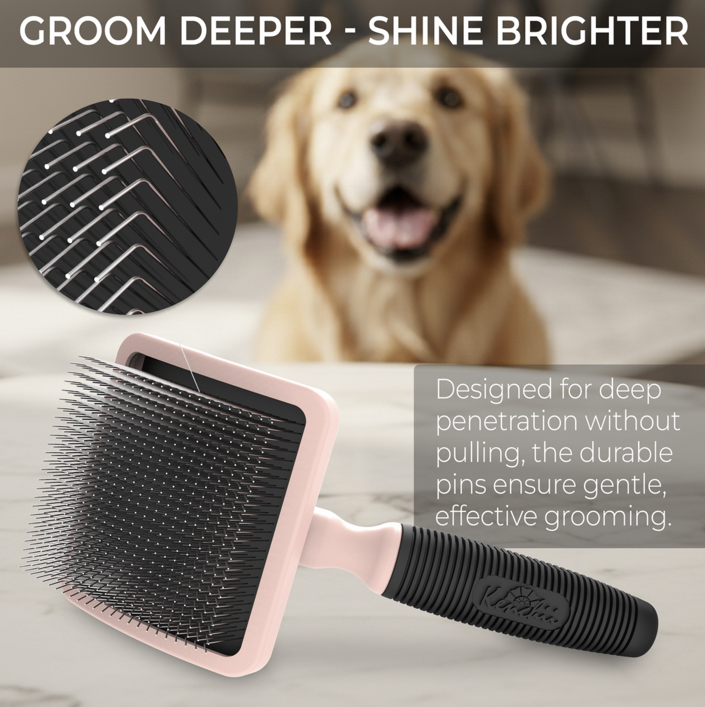 Kenchii Long Pin Slicker Brush - Black