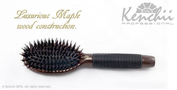 Kenchii Boar and Nylon Bristle Brush with One-piece Maple Body