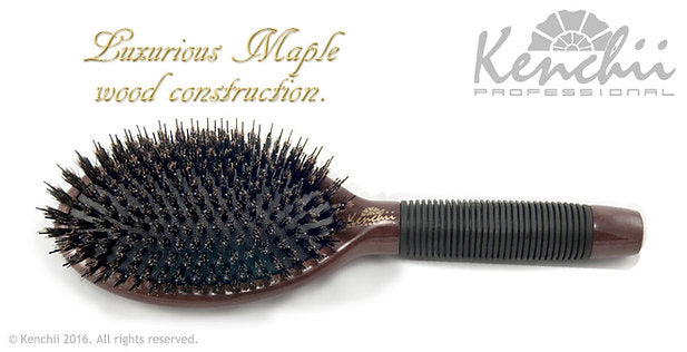 Kenchii Boar and Nylon Bristle Brush with One-piece Maple Body