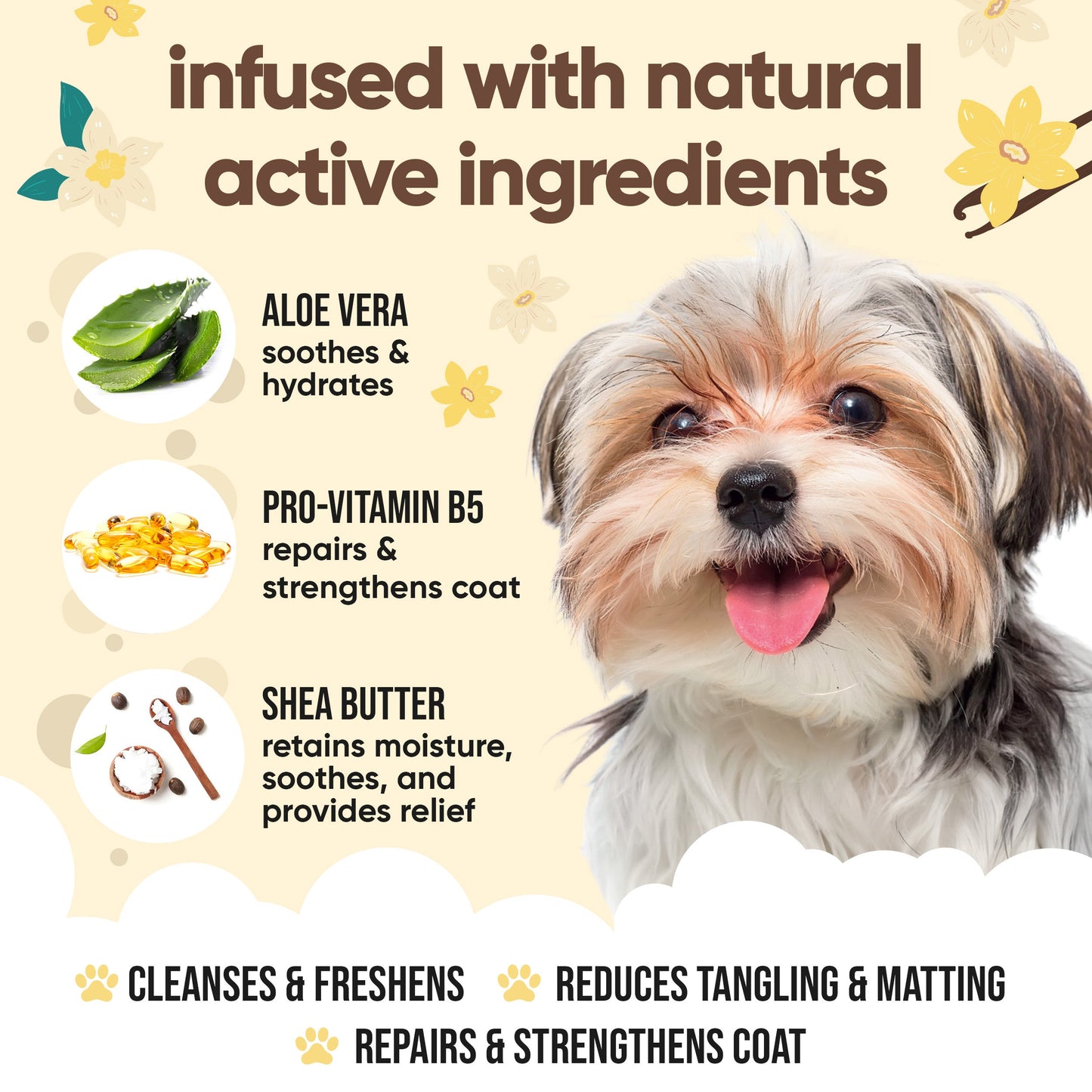 Vanilla & Shea Butter Dog Shampoo professional coat care formula
