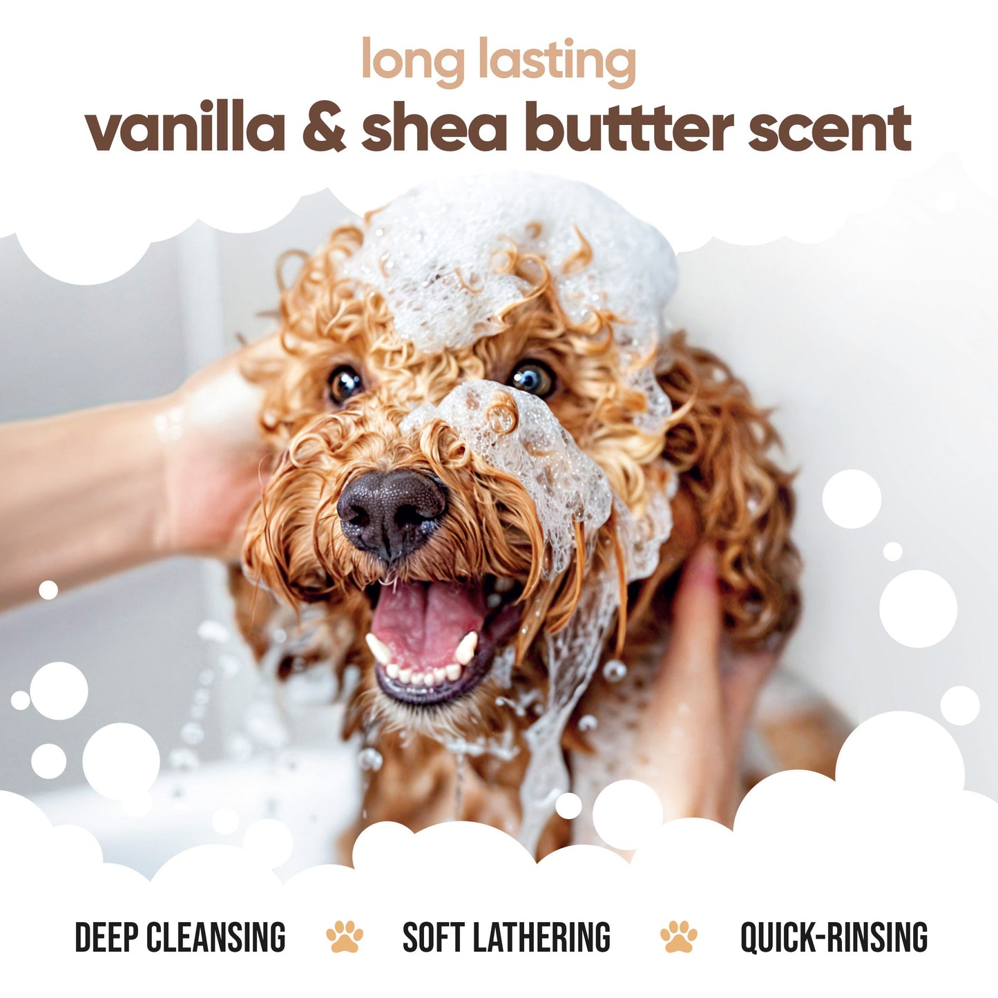 Vanilla & Shea Butter Dog Shampoo gentle pH-balanced grooming formula