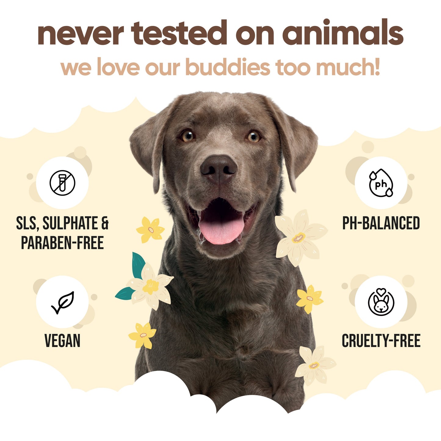 Vanilla & Shea Butter Dog Shampoo vegan and cruelty-free grooming care