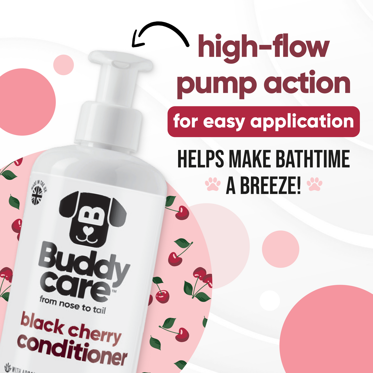 Black Cherry Dog Conditioner directions and grooming results