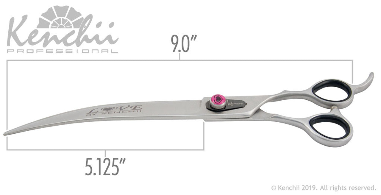 Kenchii Love­™ | 9.0" Curved Scissors - The Groomers Shop